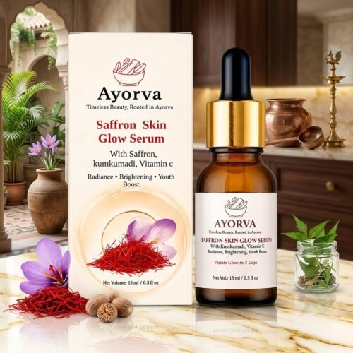 Ayorva Timeless Beauty Saffron Glow Face Serum with Kumkumadi Tailam & Vitamin C – Youth Boost & Skin Radiance