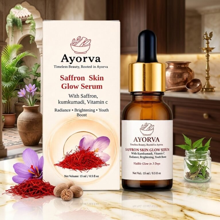 Ayorva Timeless Beauty Saffron Glow Face Serum with Kumkumadi Tailam & Vitamin C – Youth Boost & Skin Radiance