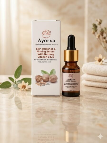 Ayorva Nutmeg & Vitamin C Face Serum for Radiant, Firm & Glowing Skin | Anti-Aging & Skin Brightening Serum
