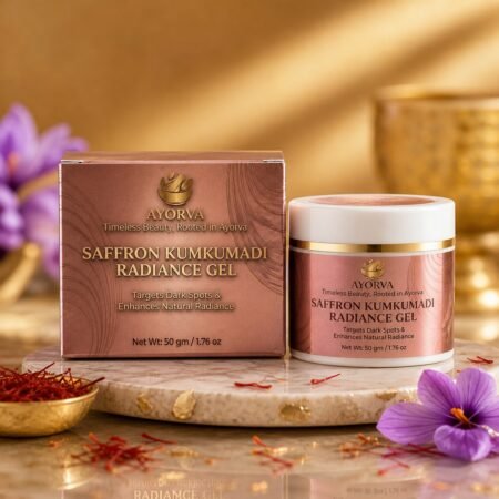 AYORVA Kumkumadi & Saffron Radiance Face Gel (50g) – Targets Dark Spots & Pigmentation, Enhances Natural Glow