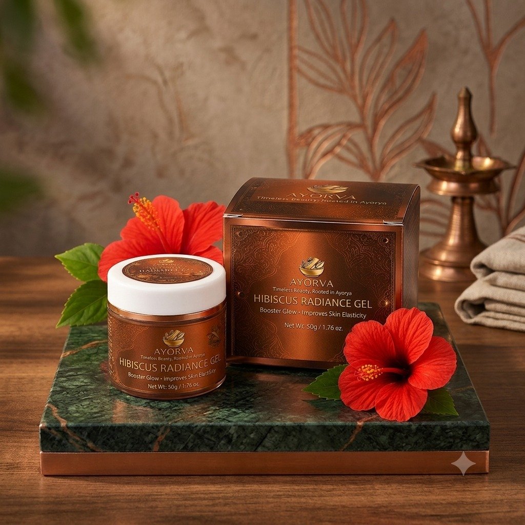 AYORVA Hibiscus Radiance Face Gel (50g) | Booster Glow & Improves Skin Elasticity | Ayurvedic & Botanical Daily Moisturizer for All Skin Types